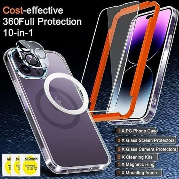10 in 1 Installation Kit iPhone 14 Pro Max Case Clear Screen protector and more - Picture 3 of 8